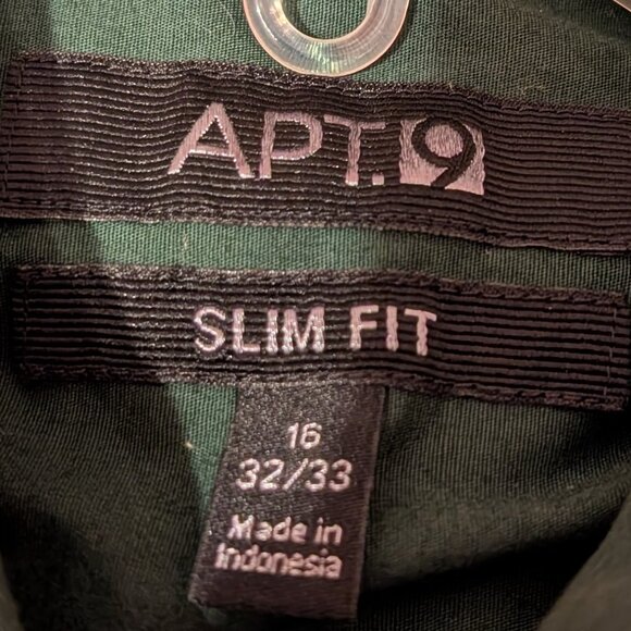 Apt. 9 Slim Fit 16 32/33 Hunter green long sleeve collared dress shirt - Picture 2 of 3